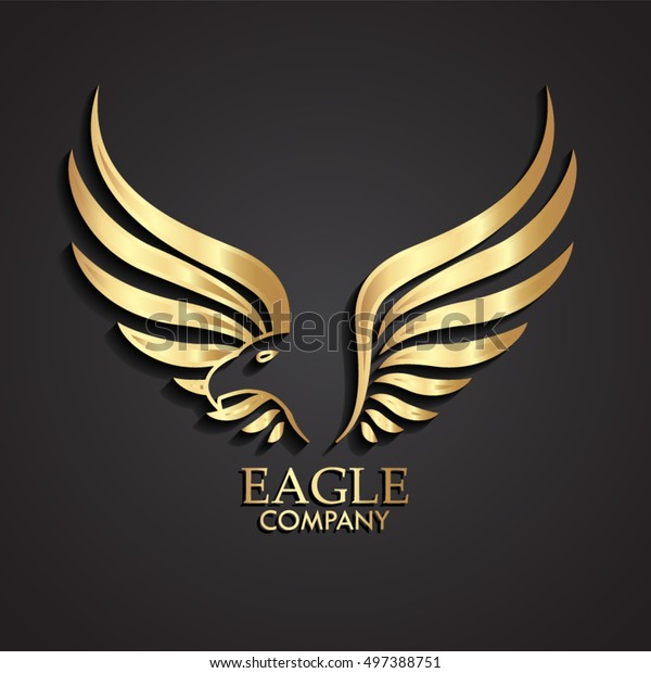 3d golden abstract\
winged eagle logo