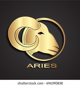 3d Golden Aries Head Logo