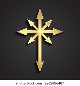 3d golden arrow cross elegant symbol design
