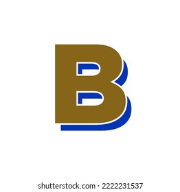 3D golden B vector icon. B brand name symbol.