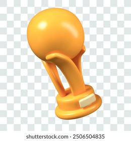 3D golden ball on stand. Trophy for winner of sports competition, championship, tournament