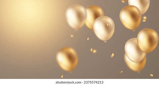 3D golden balloon design background beautiful illustration banner template vector