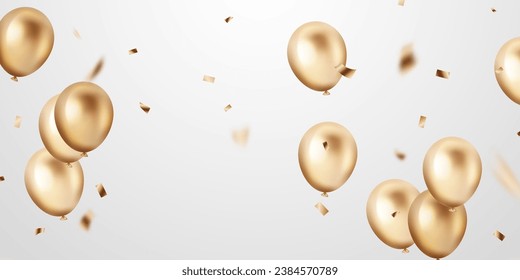 3D golden balloon design background beautiful illustration banner template vector