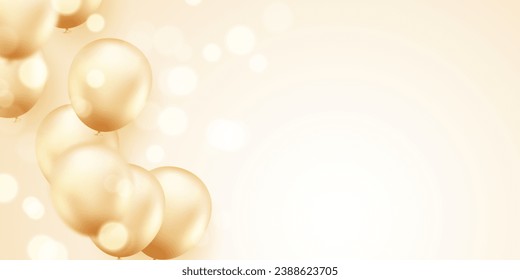 Fondo de diseño de globo dorado 3D bello ilustración plantilla de banner vector