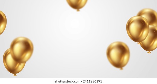 3D golden balloon design background beautiful illustration banner template vector