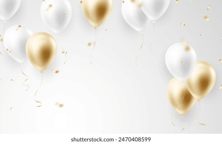 Fondo de diseño de globo de oro 3D ilustración hermosa Vector de Plantilla de Anuncio