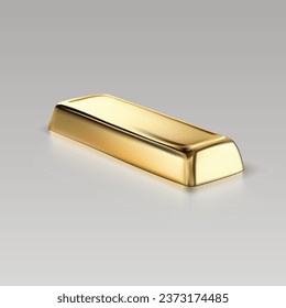 Barra De Oro 3D Con Reflexión Sobre La Mesa Glosa. Vector EPS10