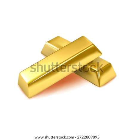 3d golden bars isolated on a white background. Realistic golden bars