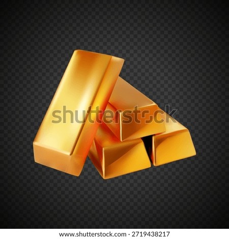 3d golden bars on a transparent
background. Realistic golden bars