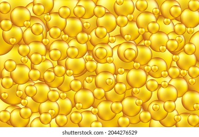 Ilustración vectorial de burbujas doradas 3D.