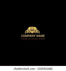 3d golden car logo vector sport car front label