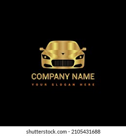 3d golden car logo vector sport car front label