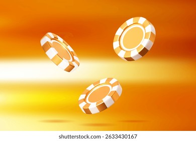 3d fichas de poker casino dourado. Ouro e fichas brancas para jogos de apostas e jogos de azar.
Ilustração vetorial 3d sobre fundo isolado em ouro.