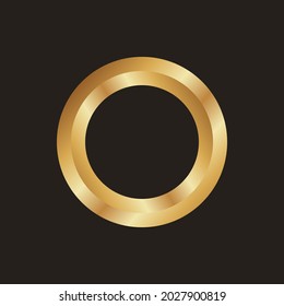 3d golden circle modern shape icon design template element. Simple round gold logo. Gold circle gradient vector.