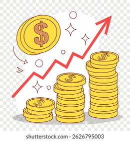 3D Golden Coin Stack Financial Growth – Wealth and Investment Success Concept