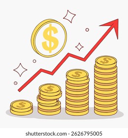 3D Golden Coin Stack Financial Growth – Wealth and Investment Success Concept