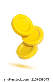 3d Monedas De Oro En Movimiento. Render Realista Vector. Ilustración aislada en fondo blanco