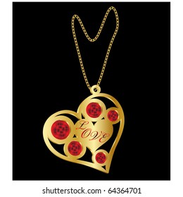 3D Golden coulomb heart.Vector