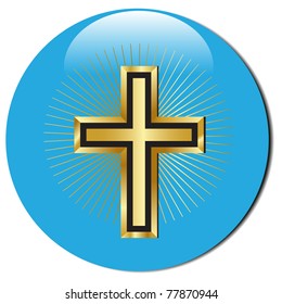3d golden cross icon.Vector