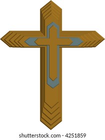 3D golden cross vector