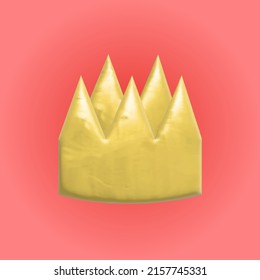 3d golden crown icon isolated on a pink background. 3d shape vector illustration.