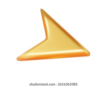 3D golden cursor arrow icon. Navigation pointer element for premium interface or achievement concept. Vector illustration.