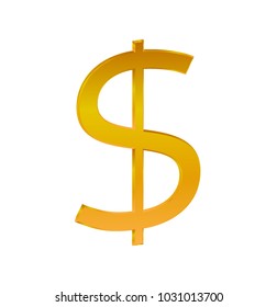 3D golden dollar symbol in vector graphics