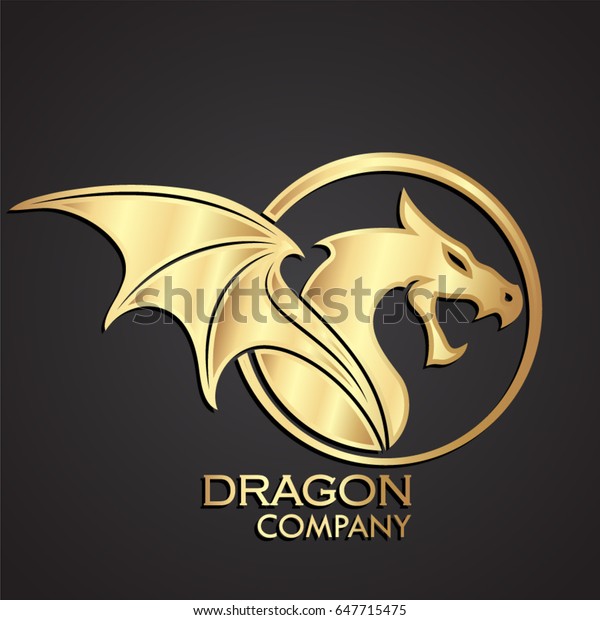 Logo Del Circulo De Dragon Dorado 3d
