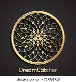 3d golden dreamcatcher circle logo