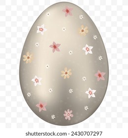 3d Golden Easter Eggs with cute spring flower Isolated,Vector illustration Elements Design of Modern minimal style for Greeting card, Banner,Invitation template, poster, flyer