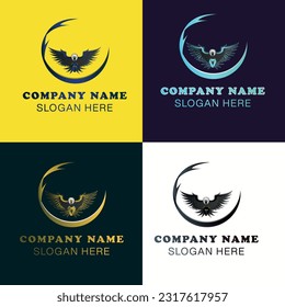 3d golden eps abstract winged eagle logo template 
