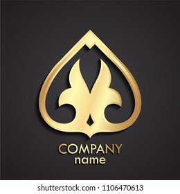 3d golden floral ornament design logo
