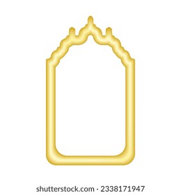 3d golden frame. Arabic golden arch. Vector illustration