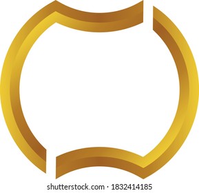 3D Golden Frame edge shield vector concept