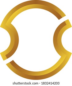 3D Golden Frame edge shield vector concept
