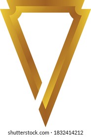 3D Golden Frame edge shield vector concept