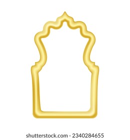 3d golden frame. Islamic gold arch. Vector illustration.