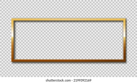 3D Golden Frame With Transparent Shadow. EPS10 Vector