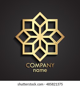 3d golden geometric shape logo