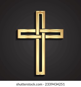 3d golden glossy metal knot cross 