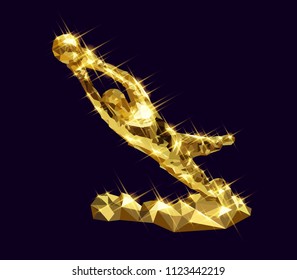 3d golden goalkeeper statue vector illustration 