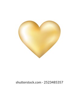 Icono de corazón dorado 3D. Aislado sobre fondo blanco.