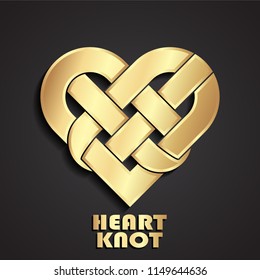 3d golden heart knot shape logo