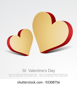 3d golden hearts. Vector