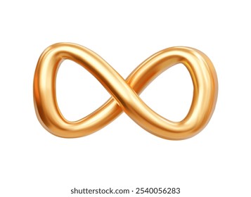 Símbolo 3D Golden Infinity. Conceito de Eternidade, Ciclicidade e Ilimitada