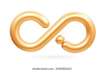 3D Golden Infinity Symbol. Concept of Eternity, Cyclicity, and Limitlessnes. Vector illustration