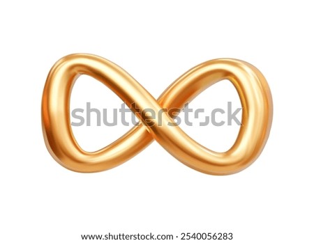 3D Golden Infinity Symbol. Concept of Eternity, Cyclicity, and Limitlessness