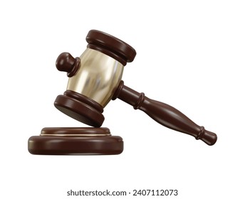 3d golden judicial gavel icon illustration