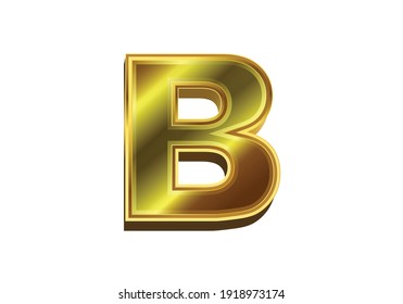 3d golden letter B. Luxury gold alphabet on white background