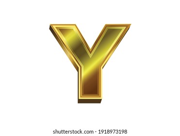 3d golden letter Y. Luxury gold alphabet on white background